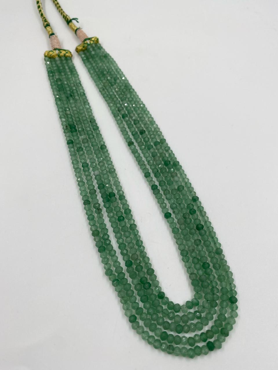 Multilayered Semi Precious Mint Green Jade Beads Necklace By Gehna Shop Beads Jewellery