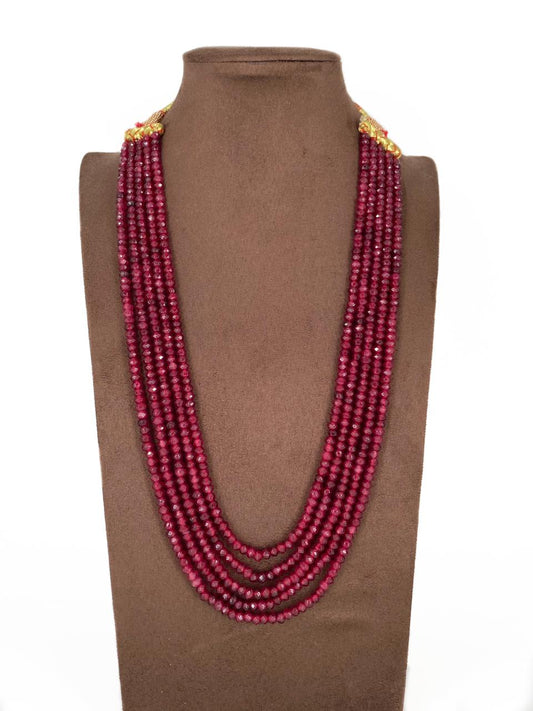 Multilayered Semi Precious Red Jade Beads Necklace By Gehna Shop Beads Jewellery