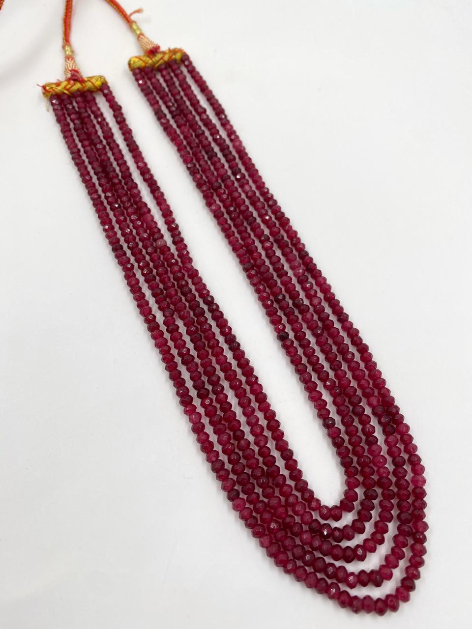 Multilayered Semi Precious Red Jade Beads Necklace By Gehna Shop Beads Jewellery
