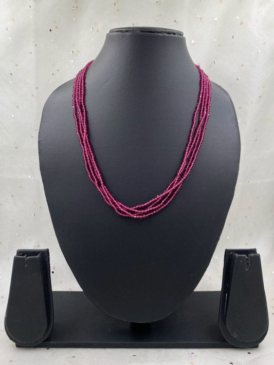 Multilayered Semi Precious Ruby Pink Hydro Beads Necklace By Gehna Shop Beads Jewellery