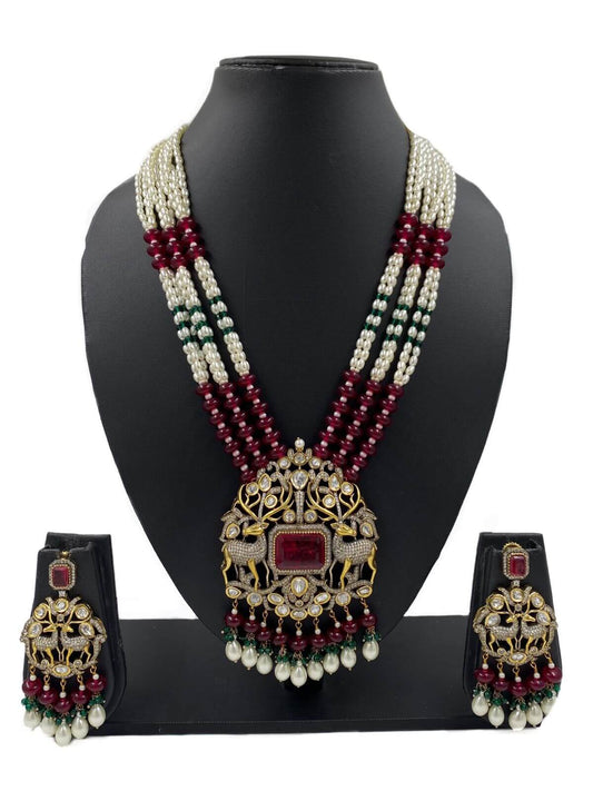 Naaysa Designer Long Antique Victorian Jewellery Pendant Necklace Set By Gehna Shop Victorian Necklace Sets