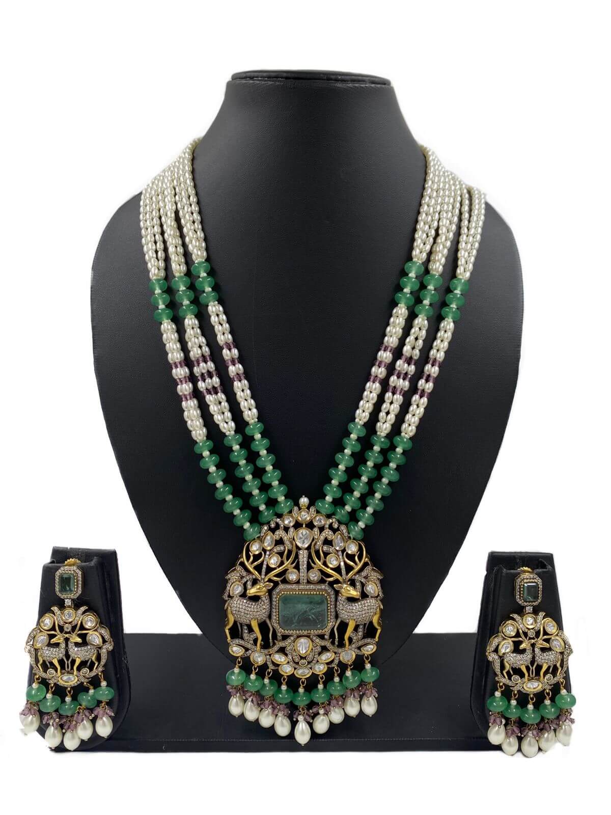 Naaysa Designer Long Antique Victorian Jewellery Pendant Necklace Set By Gehna Shop Victorian Necklace Sets