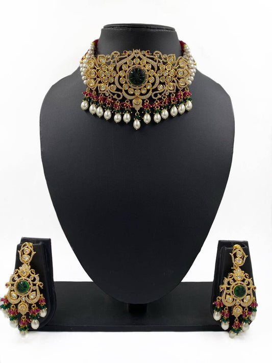 Natasha Modern Polki Choker Jewellery Necklace Set By Gehna Shop Choker Necklace Set