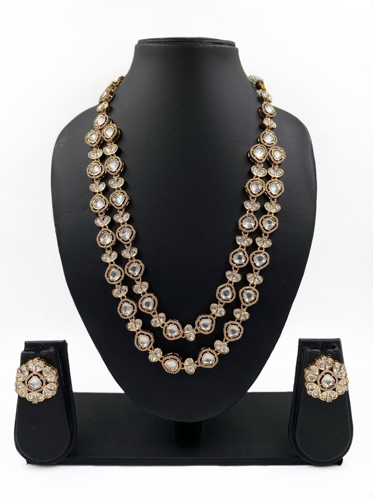 Navya Heavy Quality Long Uncut Polki Kundan Layered Necklace Set By Gehna Shop Kundan Necklace Sets