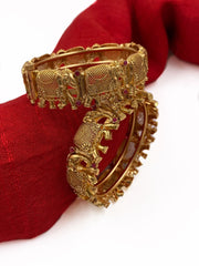 Niharika Gold Plated Elephant Design Bangle Set For Women By Gehna Shop Antique Golden Bangles