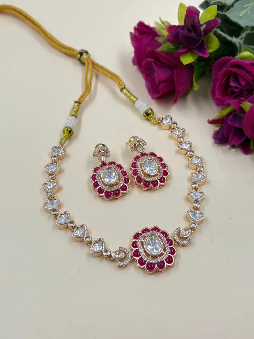 Simple Kundan Wedding Necklace Set  - Wedding and Festive Jewellery Sets