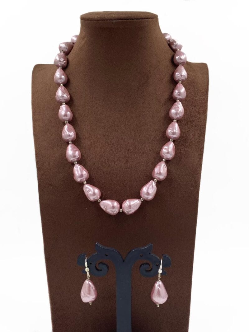 Original Pink Color Baroque Pearls Necklace By Gehna Shop Beads Jewellery