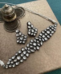 Oxidised Kundan Choker Necklace Set For Ladies By Gehna Shop Choker Necklace Set