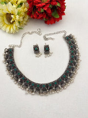 Oxidised Silver Plated Necklace Set By Gehna Shop Oxidised Necklace Set
