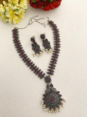 Oxidized Silver Plated Necklace Set By Gehna Shop Oxidised Necklace Set