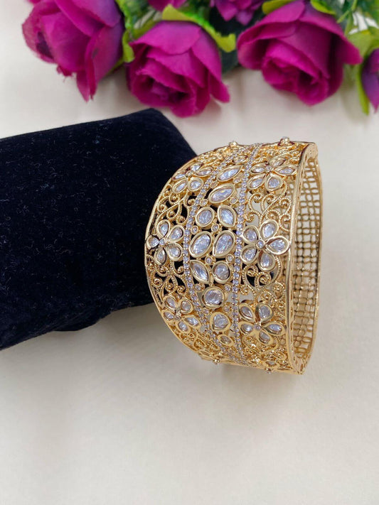 Indian Bollywood Gold Plated Pearl Kada Bangles Bracelet Bridal Wedding  Jewelry | eBay