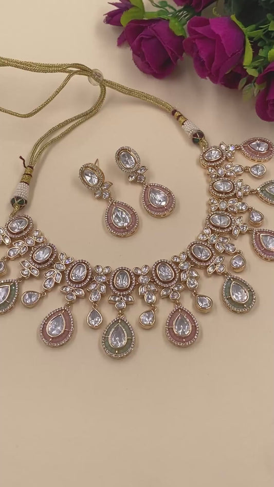 Inaya Designer Wedding Polki Necklace Set By Gehna Shop