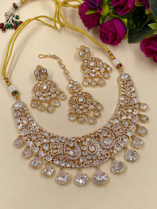 Radhika Designer AD And Polki Bridal Jewellery Necklace Set By Gehna Shop Bridal Necklace Sets