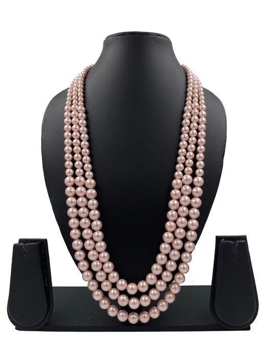 Real Rose Gold Color Layered Shell Pearl Beads Necklace For Men And Women By Gehna Shop Beads Jewellery