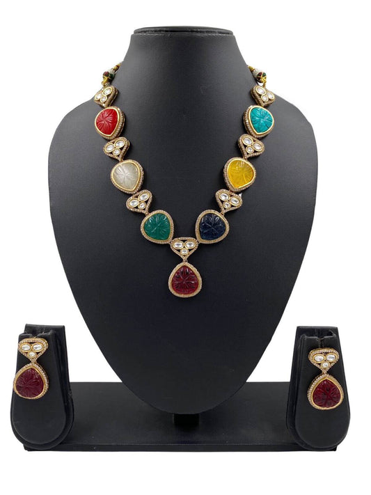 Roma Kundan And Multi Color Stones Designer Necklace Set By Gehna Shop Victorian Necklace Sets