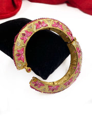 Royal Look Fine Meenakari Lotus Design Kada Bracelet For Women By Gehna Shop(One Piece) Bracelets