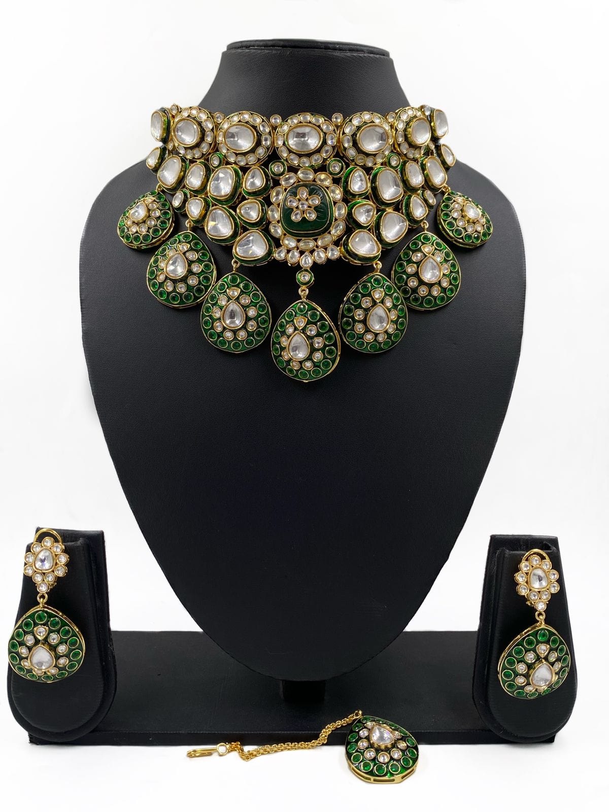 Royal Look Kundan Polki Bridal Choker Necklace Set With Tikka By Gehna Shop Bridal Necklace Sets