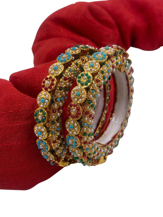 Royal Look Multi Color Meenakari Jadau Pacheli Kada Bangles By Gehna Shop Bangles