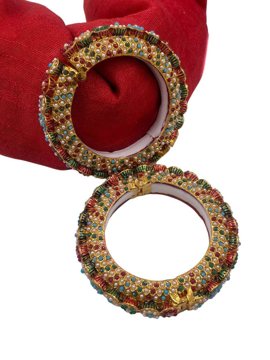 Royal Look Multi Color Meenakari Jadau Pacheli Kada Bangles By Gehna Shop Bangles