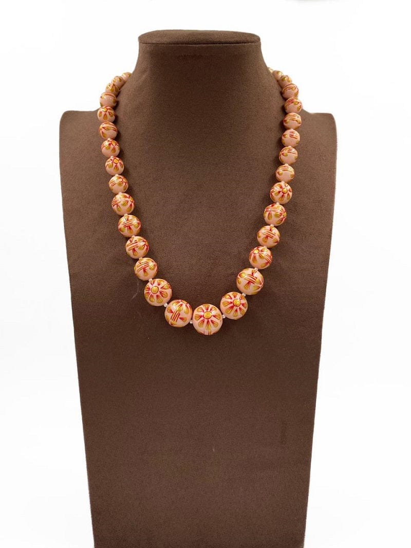 Royal Look Peach Color Real Shell Pearls Necklace For Women By Gehna Shop Beads Jewellery