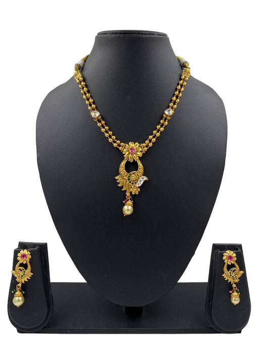 Rutvi Gold Plated Artificial Short Necklace Set For Weddings By Gehna Shop Antique Golden Necklace Sets