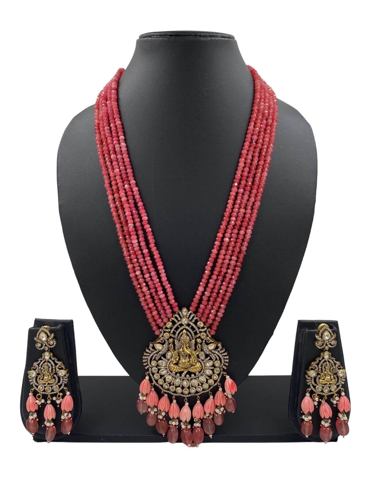 Saavi Antique Victorian Ganpati Temple Jewellery Necklace By Gehna Shop -  Peach