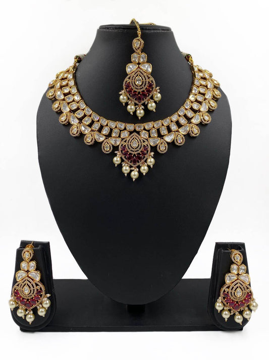 Sahiba Designer Ruby Polki Bridal Jewellery Necklace Set By Gehna Shop Bridal Necklace Sets