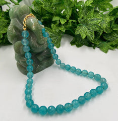 Semi precious Blue Jade Beads Necklace For Woman Beads Jewellery