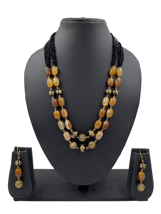 Semi Precious Gem Stone Brown And Black Hydro Beads Necklace Beads Jewellery
