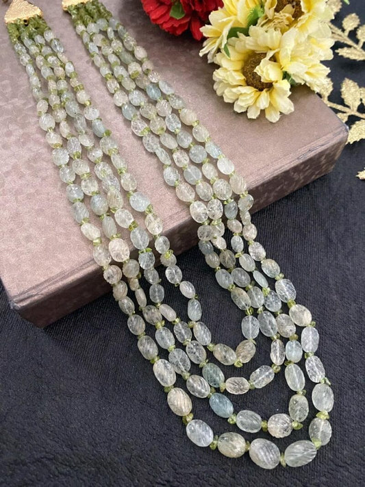 Semi Precious Gem Stone Real Aquamarine Layered Necklace By Gehna Shop Beads Jewellery