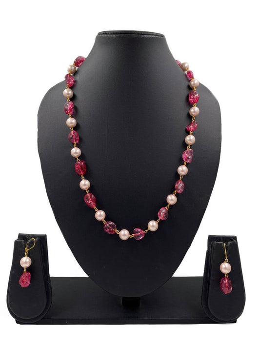 Pink Beaded Necklace Jawhar – Oubida – Casablanca X