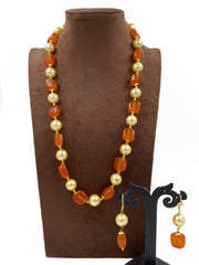 Semi Precious Handcrafted Orange Jade Beads Necklace By Gehna Shop Beads Jewellery