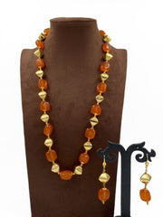 Semi Precious Handcrafted Orange Jade Beads Necklace By Gehna Shop Beads Jewellery