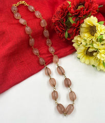 Semi Precious Handcrafted Peach Color Jade Beads Necklace By Gehna Shop Beads Jewellery