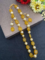 Semi Precious Handcrafted Yellow Jade Beads Necklace By Gehna Shop Beads Jewellery