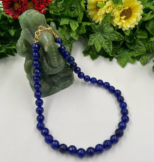 Semi Precious Indigo Blue Jade Beads Necklace For Woman Beads Jewellery