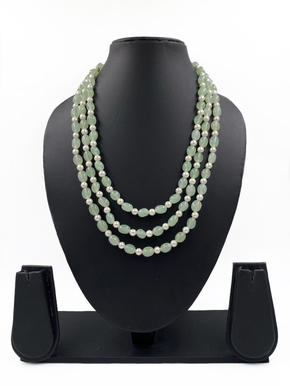 Semi Precious Layered Mint Green Jade Beads Necklace For Women Beads Jewellery