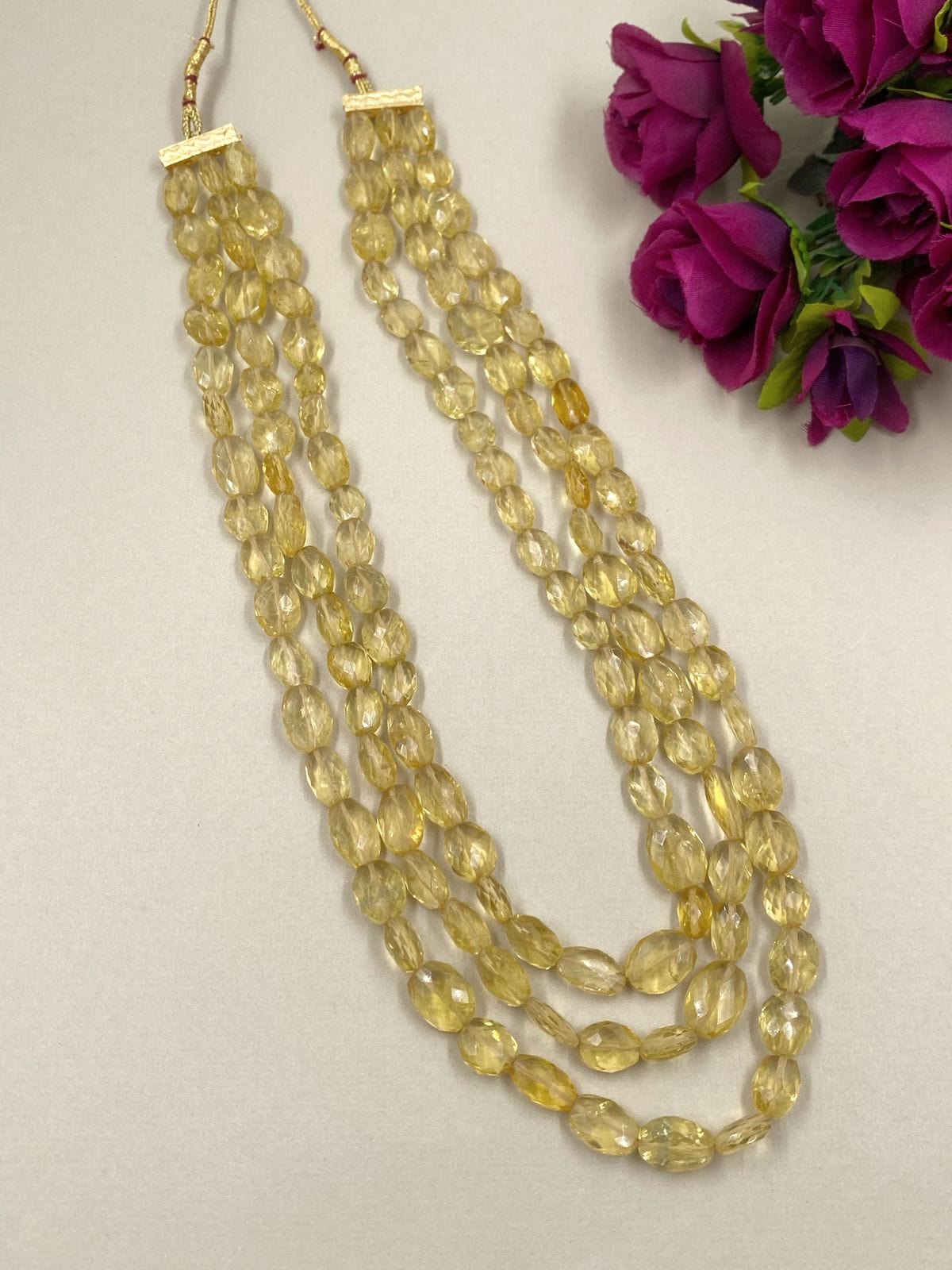 Semi Precious Layered Yellow Citrine Beads Necklace By Gehna Shop Beads Jewellery