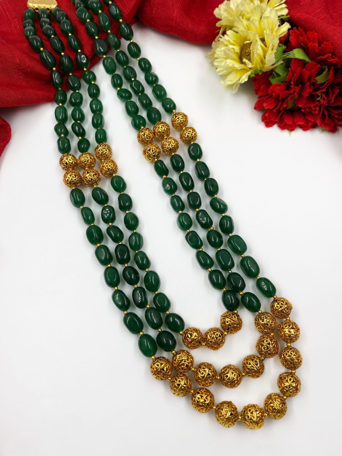 CRYSTAL TEARDROP GREEN JADE necklace – Mazza Boutique