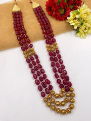 Semi Precious Multi Layered Maroon Jade Stone Beads Long Necklace For Women By Gehna Shop Beads Jewellery