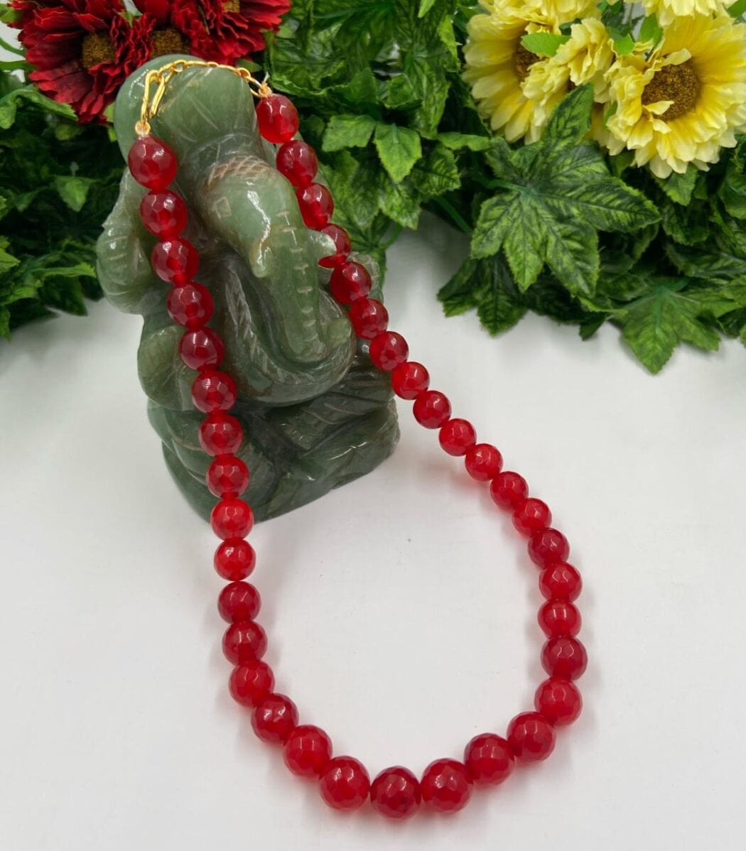 Semi Precious Red Jade Beads Necklace For Woman Beads Jewellery