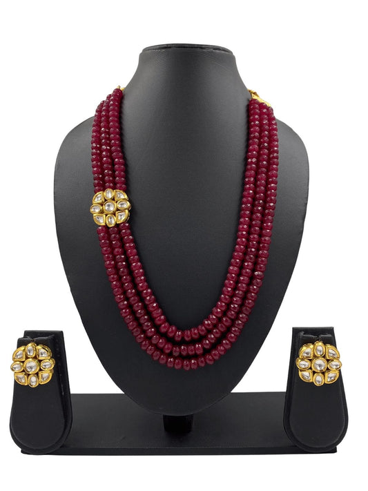 Semi Precious Red Jade Beads Necklace With Kundan For Women By Gehna Shop Beads Jewellery