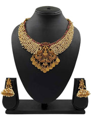 Antique Golden Goddess Lakshmi Necklace Set For Ladies By Gehna Shop