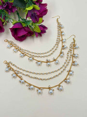 Gold Plated Pearl Earchain For Women | Traditional Kaan Chain