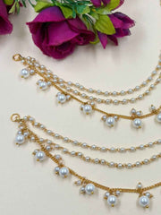 Gold Plated Pearl Earchain For Women | Traditional Kaan Chain