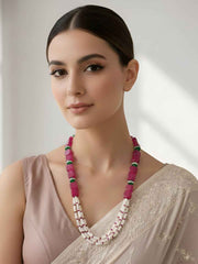 Designer Pink Stone Beaded Jewellery Set - Ethnic & Traditional Wear Beads Necklace