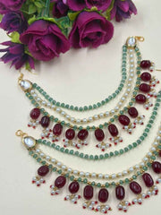 Ethnic Gold Plated Multicolor Hair Chain For Ladies- Designer Kaan Chain