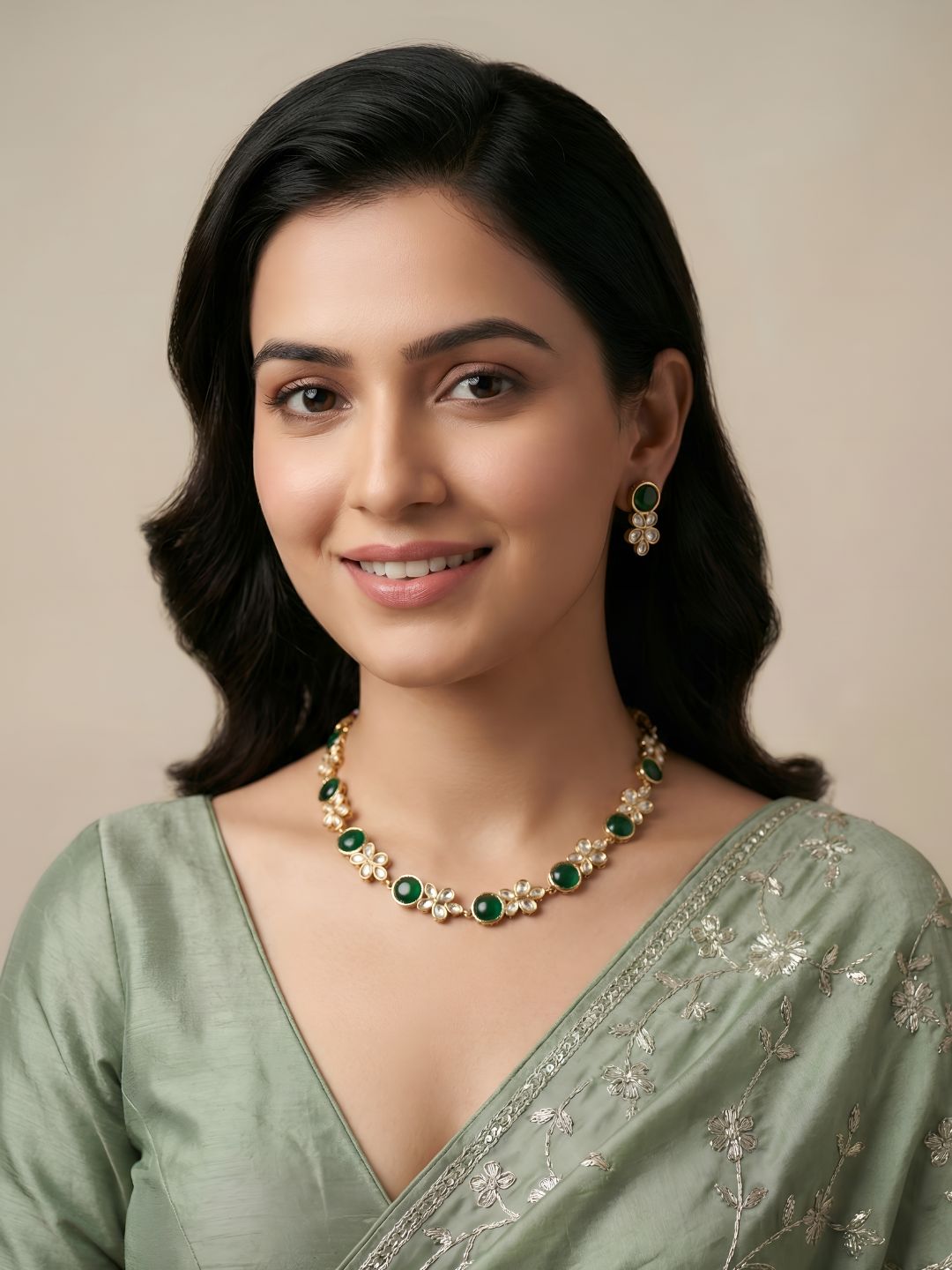 Neesa Short And Delicate Polki Necklace Set | Kundan Necklace Set For Girls