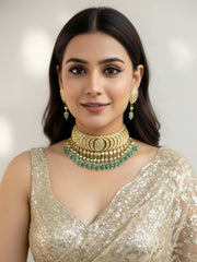 Gold Plated Heavy Quality Polki Kundan Choker Necklace Set For Women By Gehna Shop