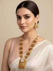 Traditional Antique Golden Pendant Necklace Set For Ladies By Gehna Shop